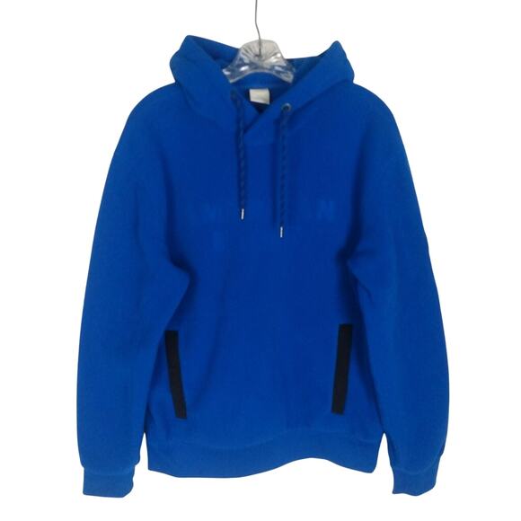 American Eagle Outfitters Mens Blue Polar Fleece Hoodie Pullover Sweatshirt Sz.M - Picture 1 of 5